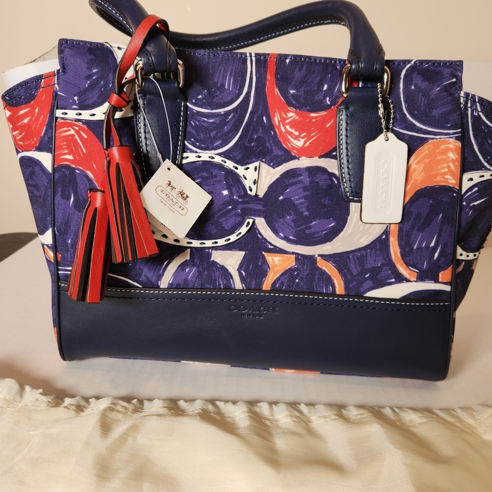 Coach Candace Legacy Heritage Signature Print D1220-19951 Red White Blue Satchel